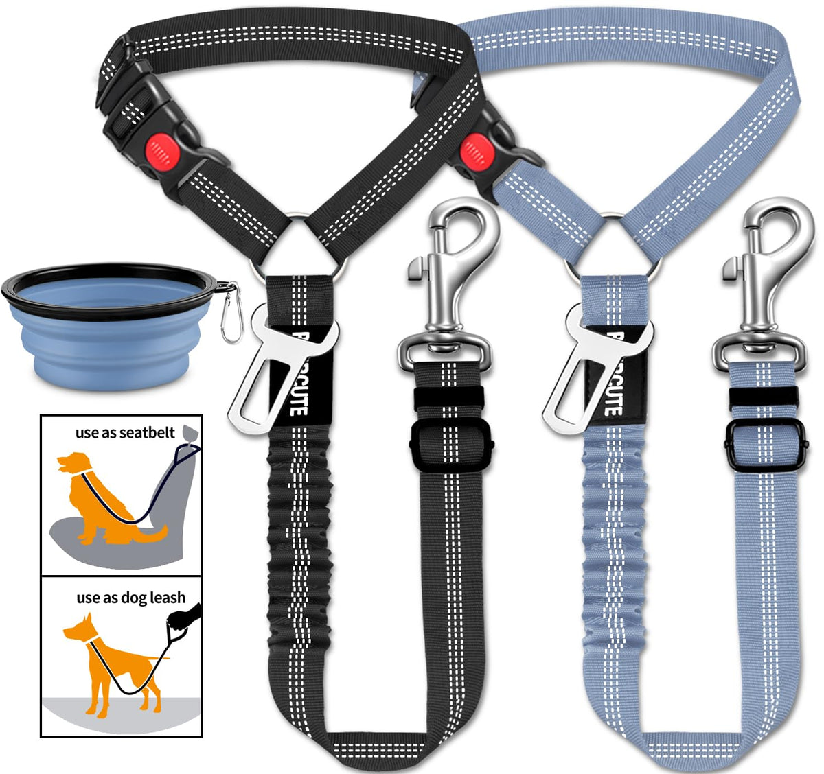 Paercute ceinture chien – ensemble 3 pièces pour trajet sûr et confortable.
