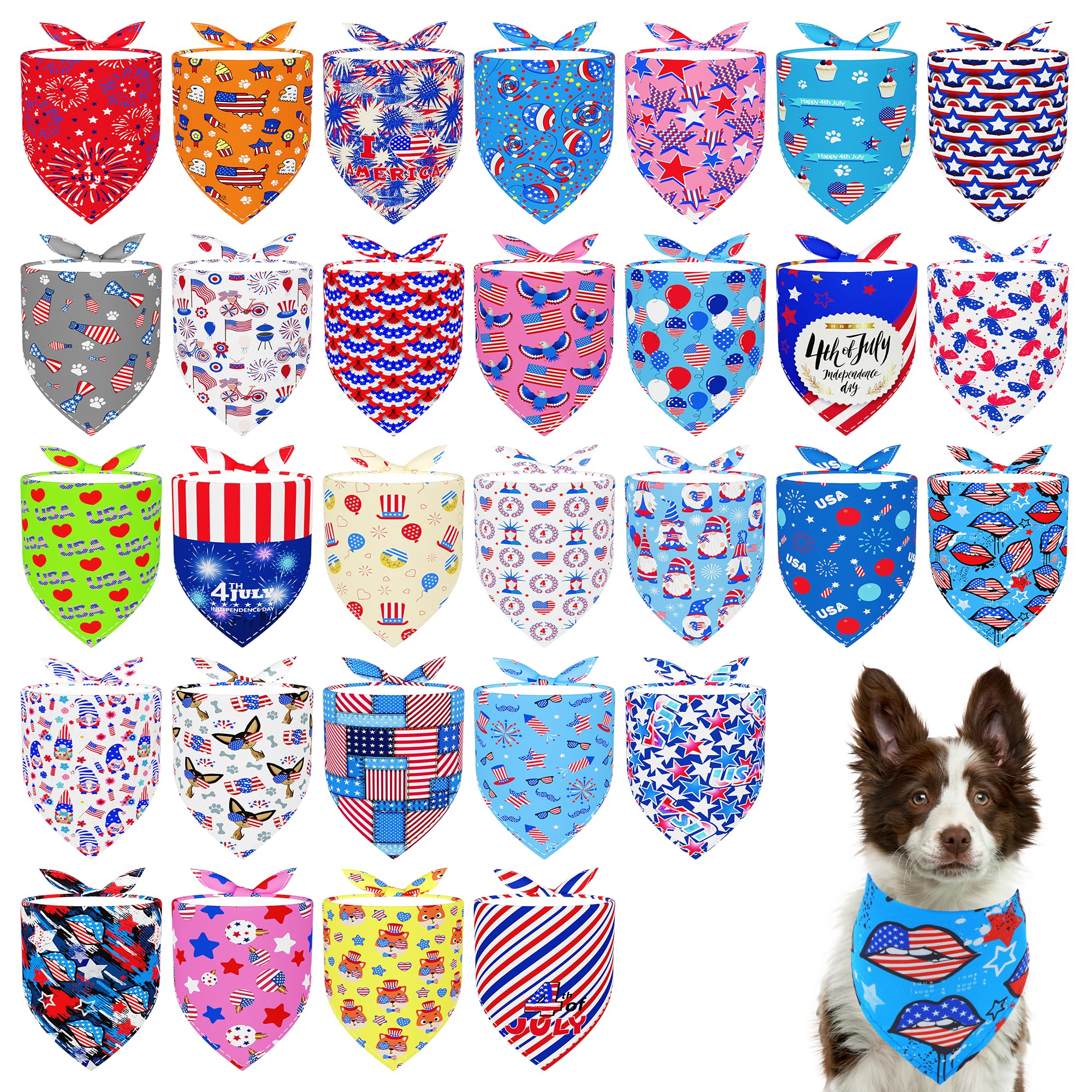 Bandana Pai Sence Independance 33 pouces sur grand chien, look festif et confortable.