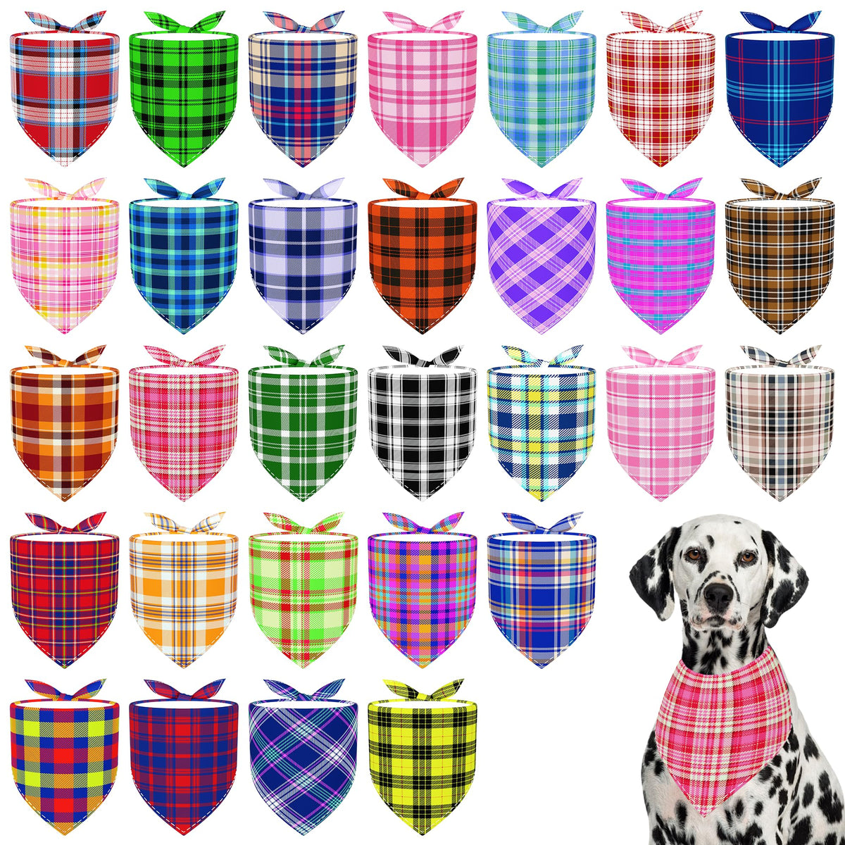Bandana plaid XXL Pai Sence sur chien, idéal pour les promenades en grand format.