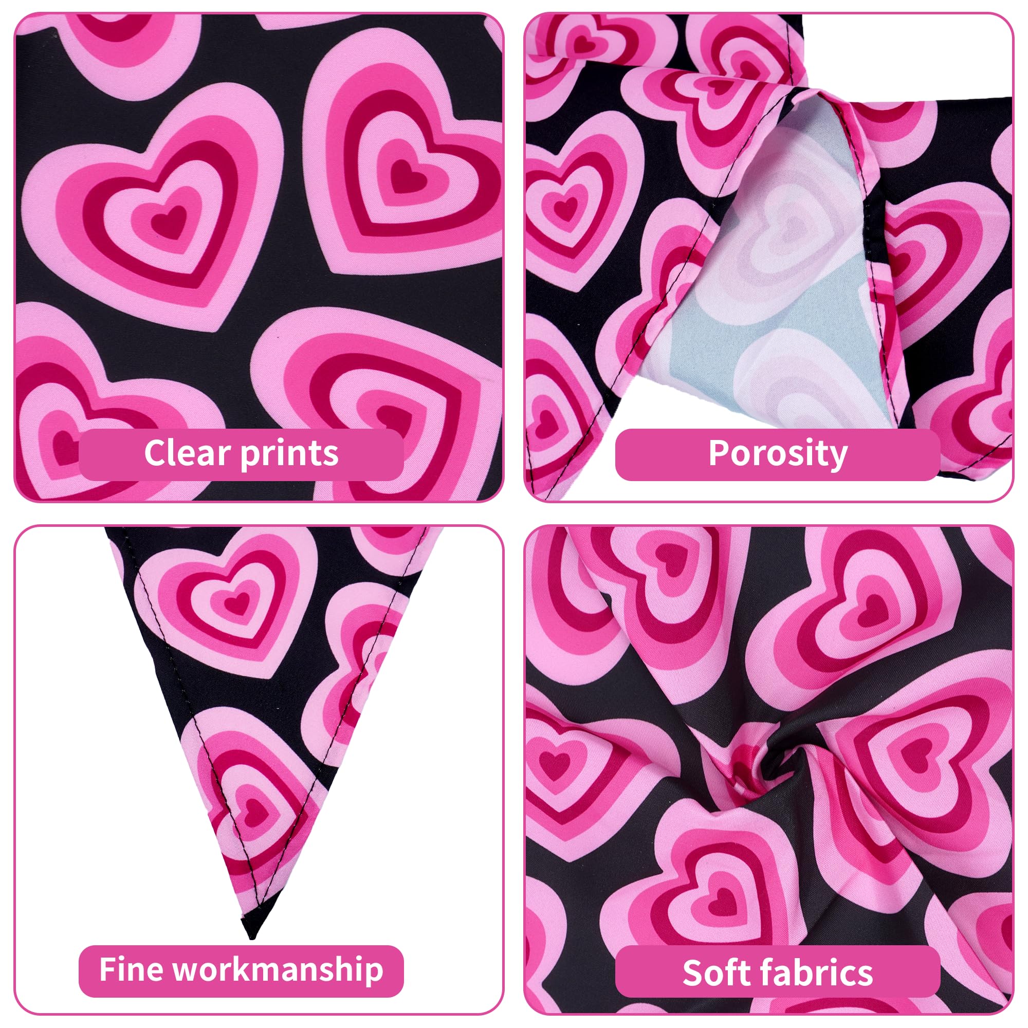 Bandana Pai Sence valentin coeurs rouges, motif festif pour chien.