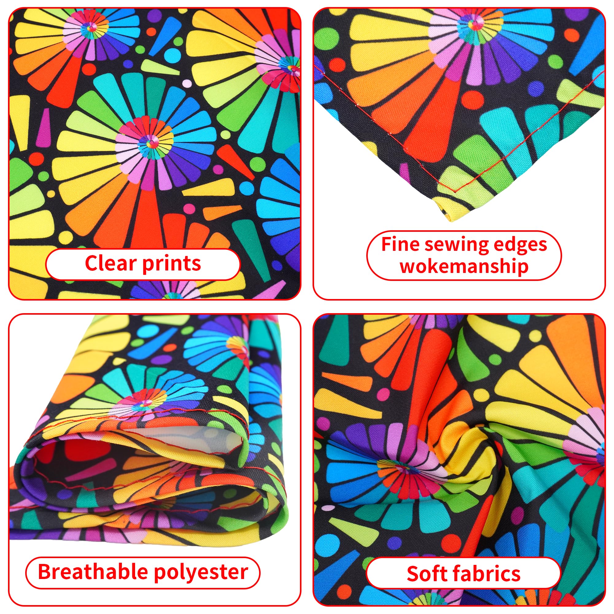 Bandanas arc‑en‑ciel Pai Sence pour chien, tailles 65x45x45 cm en pack.