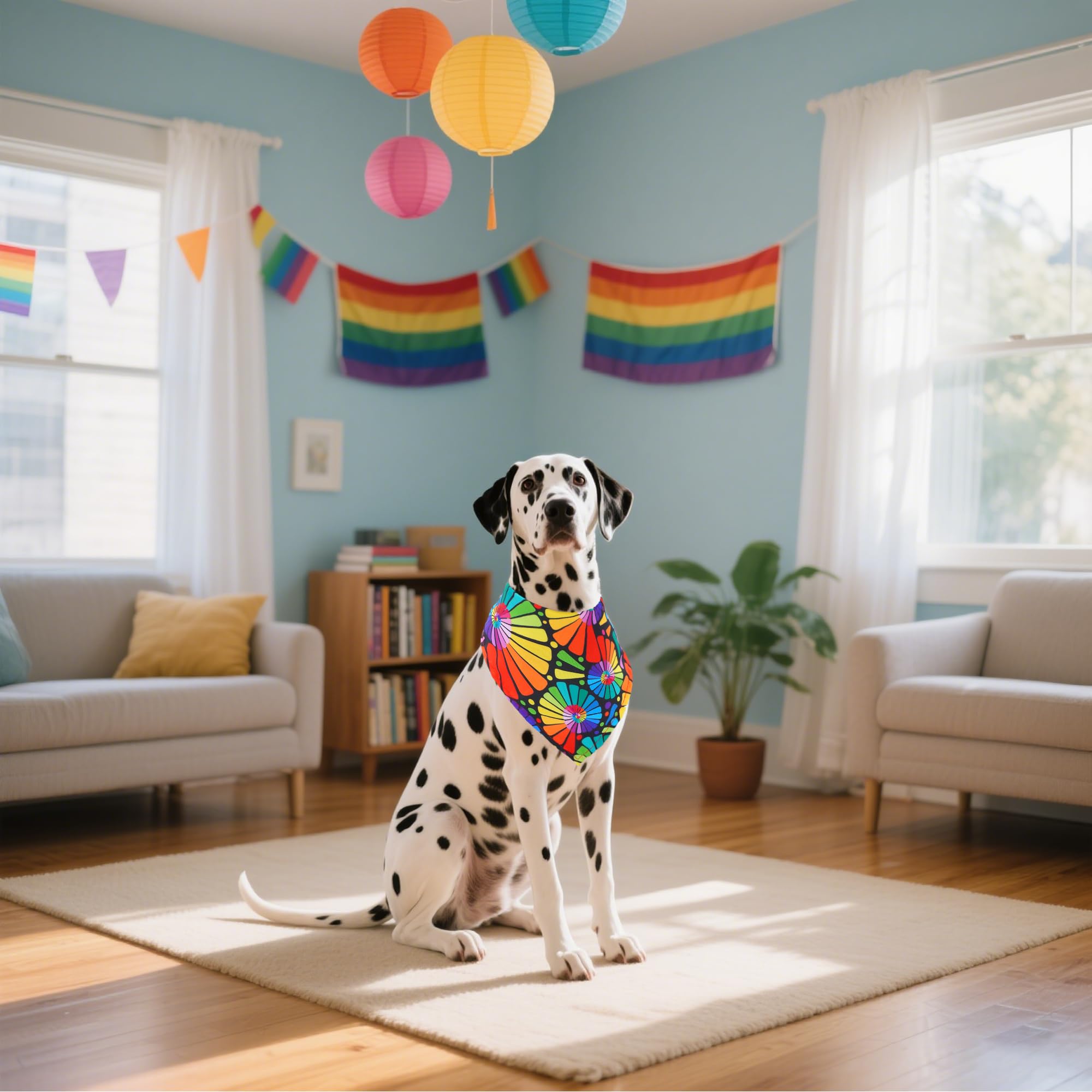 Lot de 30 bandanas arc‑en‑ciel Pai Sence pour chiens XL prêt à porter.