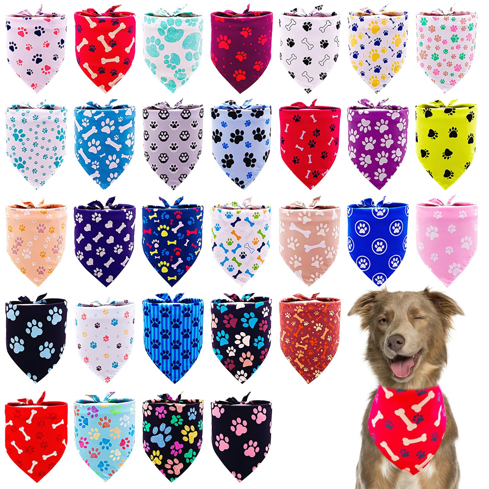 Bandana Pai Sence XXL empreinte patte pour grands chiens, parfait pour séances photo.