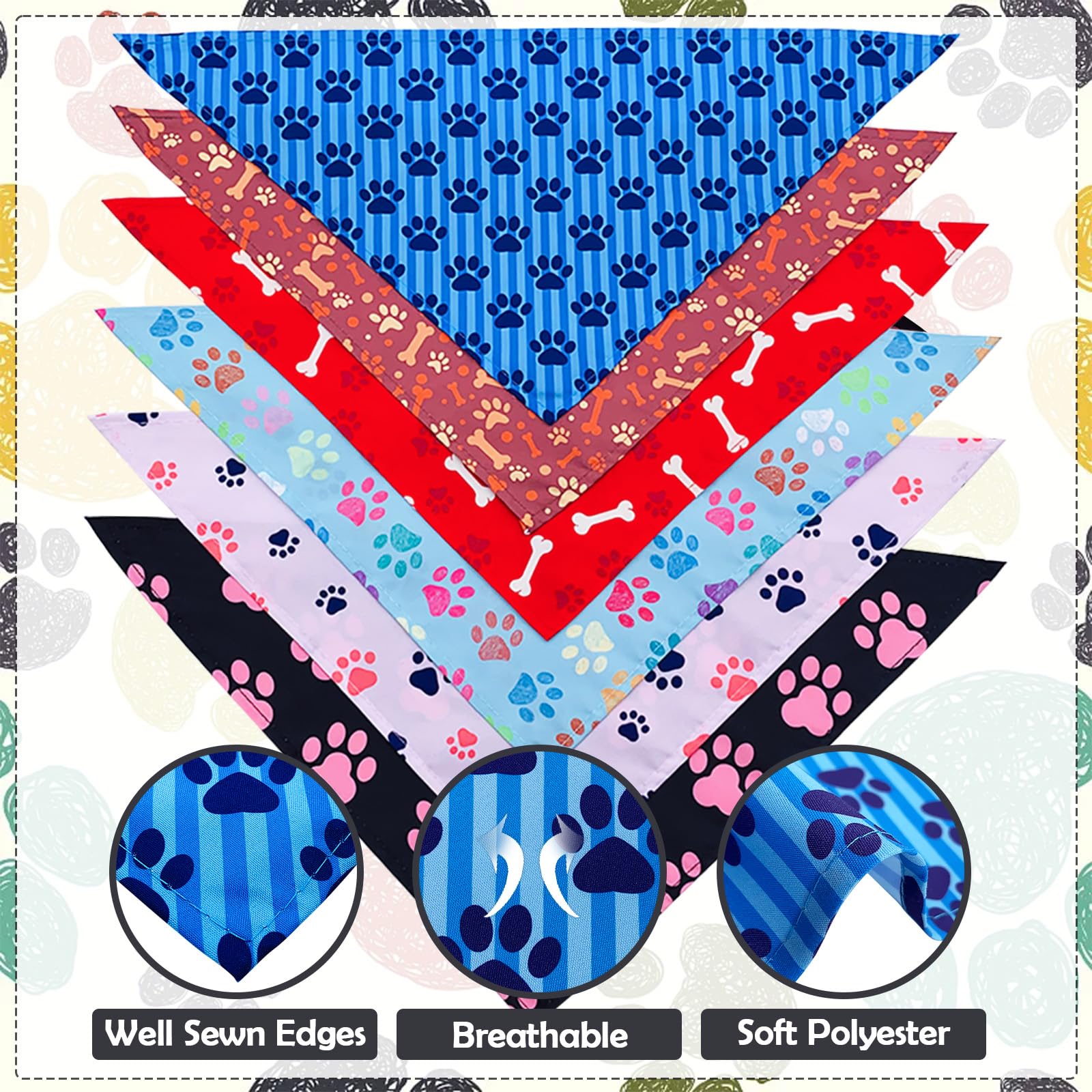 Bandana imprimé patte Pai Sence, lavable et résistant à l'usure.