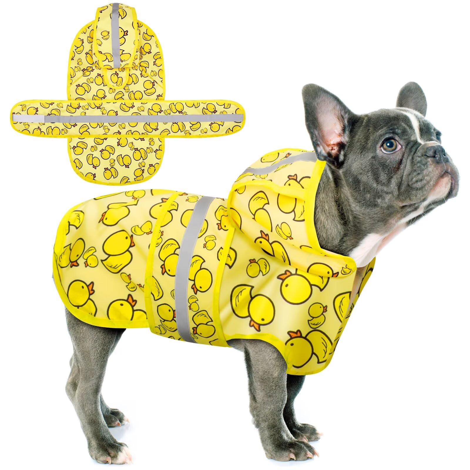 Paiaite chien imperméable capuche jaune canard: garde la tête au sec lors de la pluie.