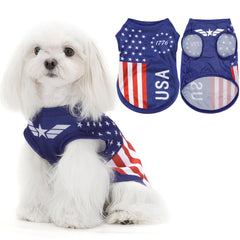Gilet Paiaite pour chien, vue arrière, motif drapeau américain.