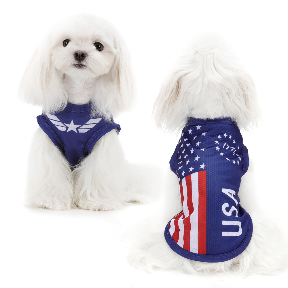 Fermeture simple Paiaite gilet chien drapeau américain, pratique à enfiler.