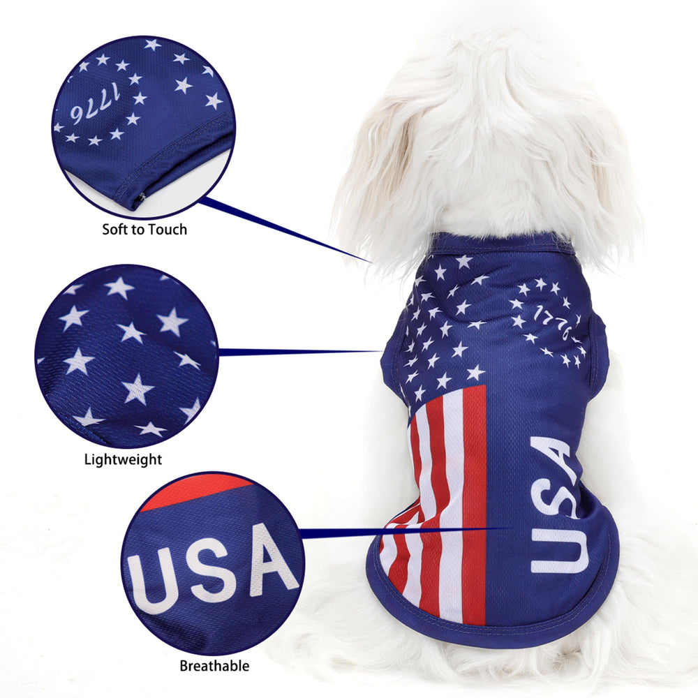 Tissu respirant Paiaite gilet chien drapeau américain, confort en été.