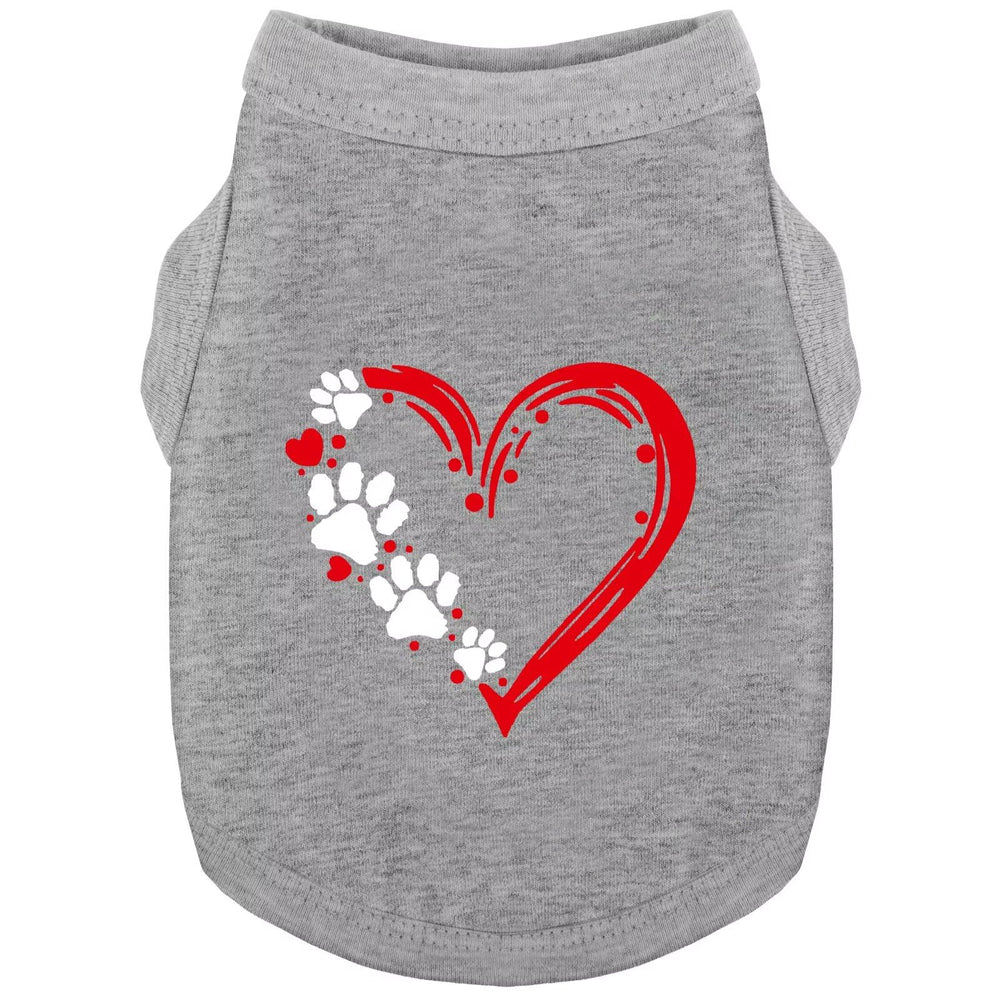 Paiaite gilet chien sans manches avec cœur et patte pour sorties confortables