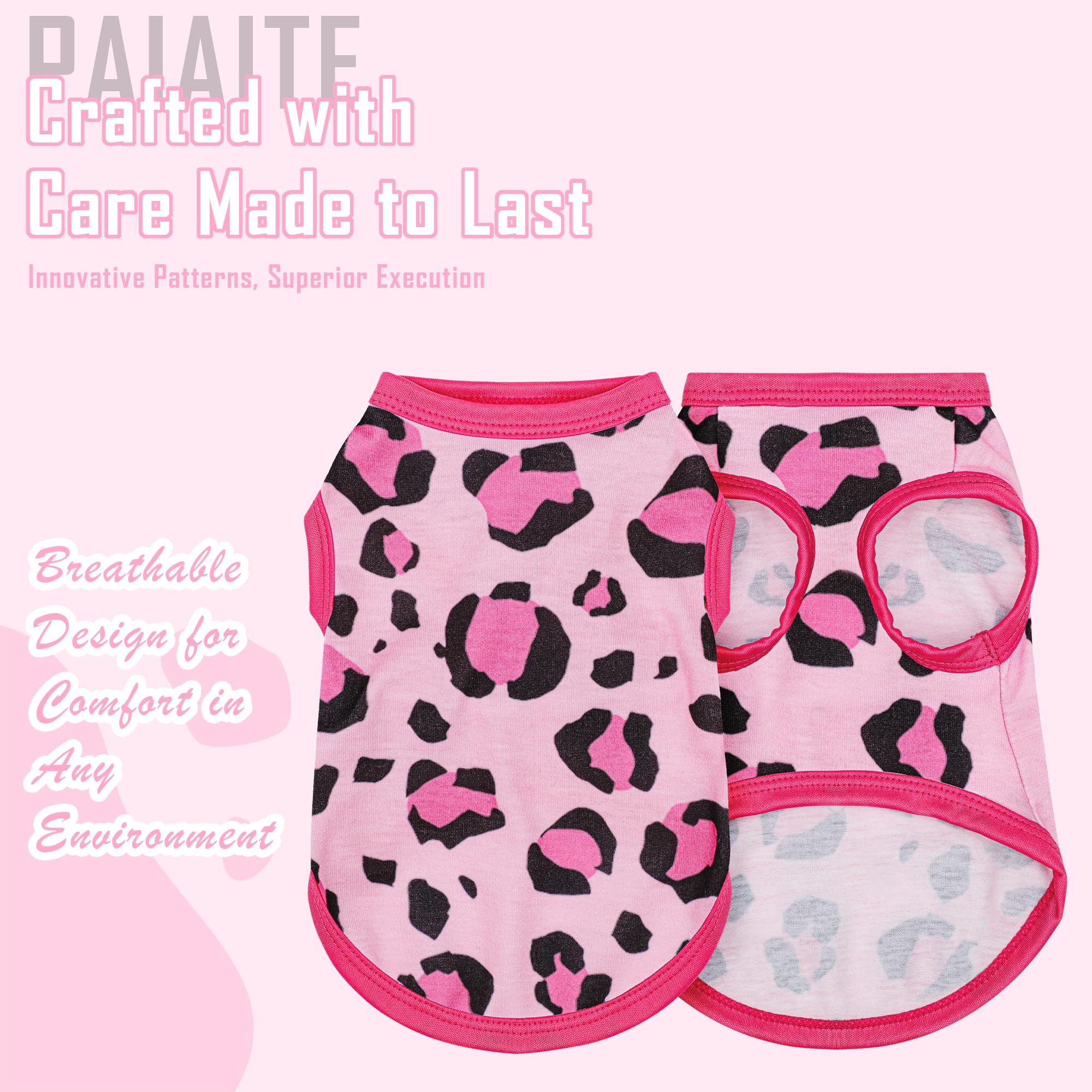 Paiaite haut chien rose leopard arriere: confort et liberte lors des promenades.