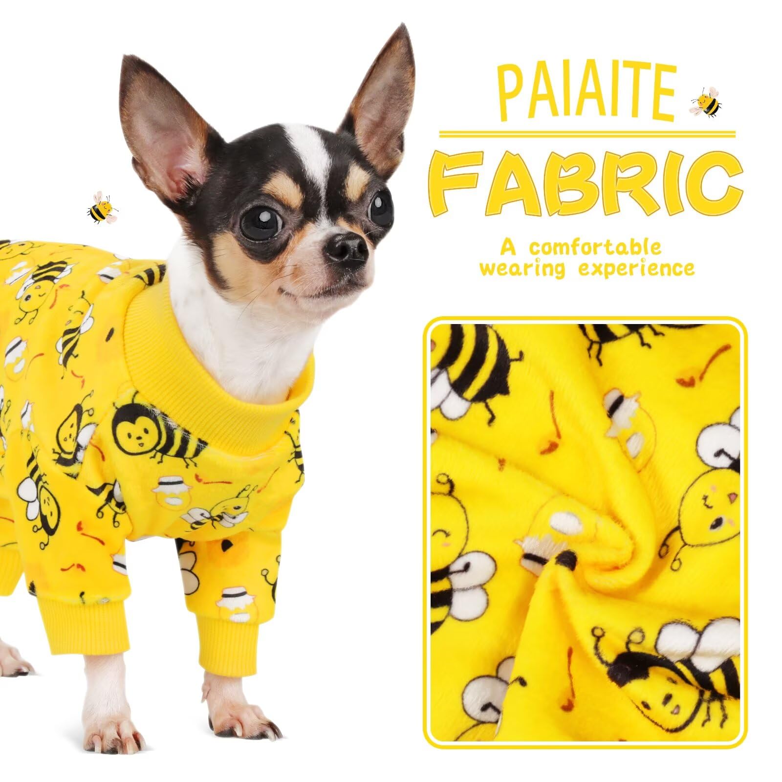 Paiaite pyjama chien abeille – polyester doux et tenue sans plis après lavage.