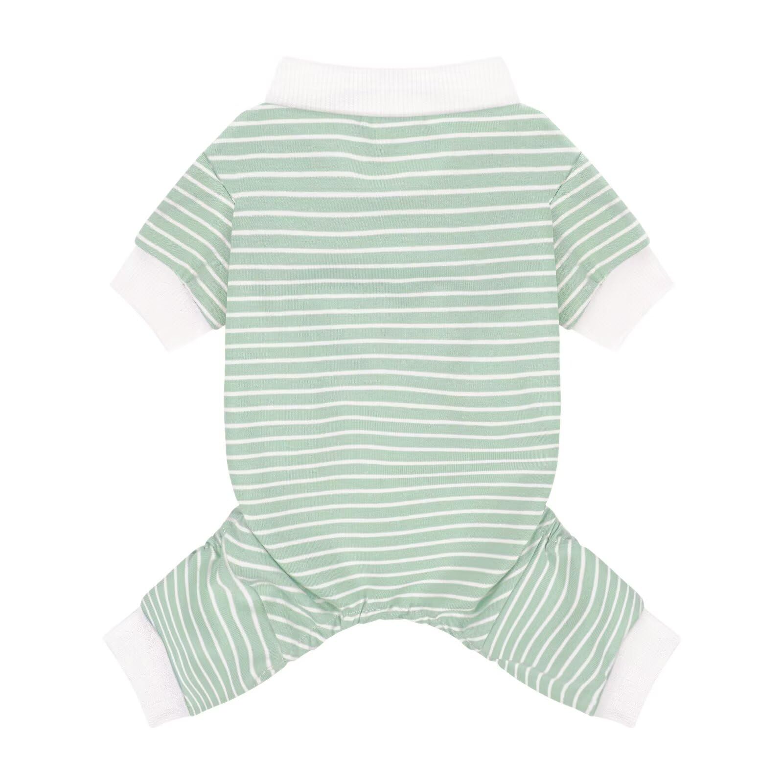 Pyjama Paiaite rayures vertes pour chien, douceur et chaleur légère.