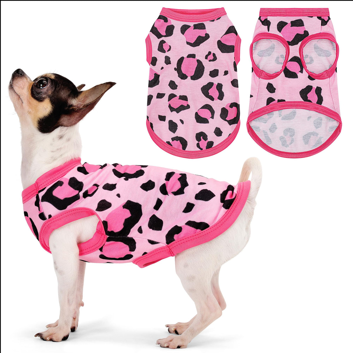 Paiaite T-shirt chien rose léopard - confort léger pour les balades