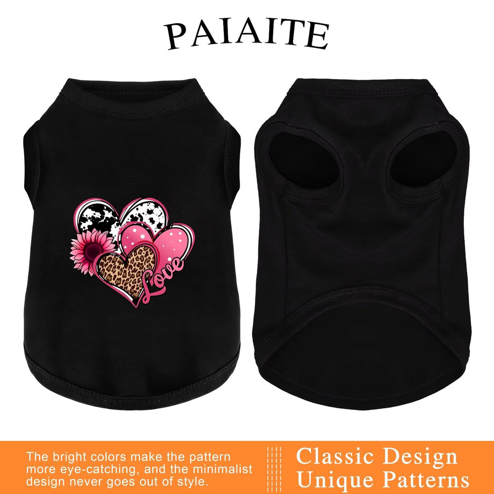Paiaite T-shirt chien imprimé cœur et amour, style et aisance.