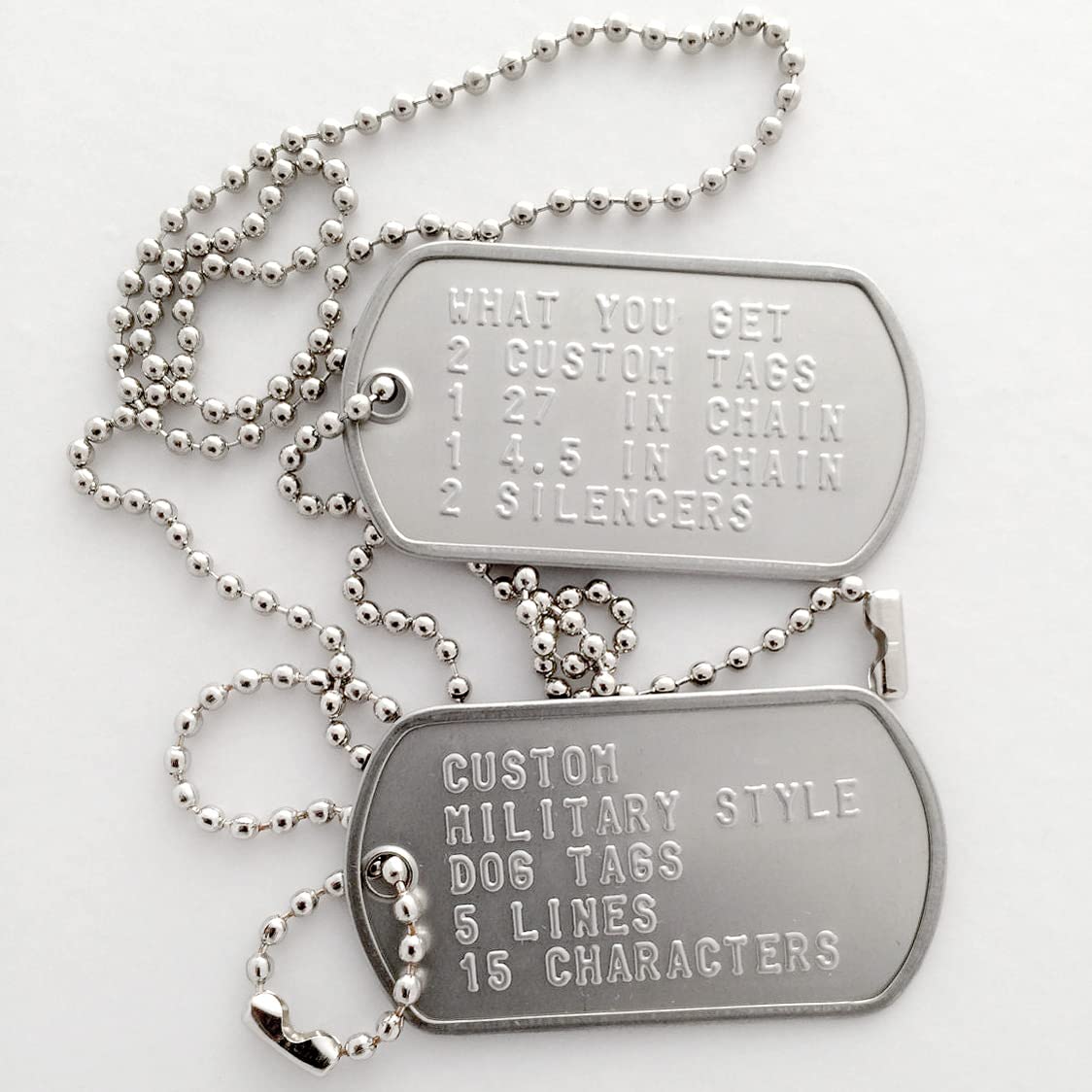 Paialco Dog Tags brillants, dimensions 2 pouces sur 1,125 pouces, prêt à personnaliser.