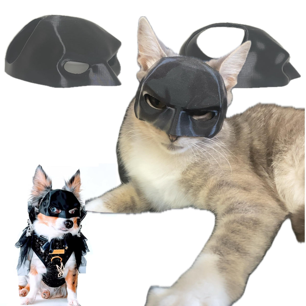 Palmenez Cat Bat masque imprimé 3D, léger et idéal pour le cosplay félin.