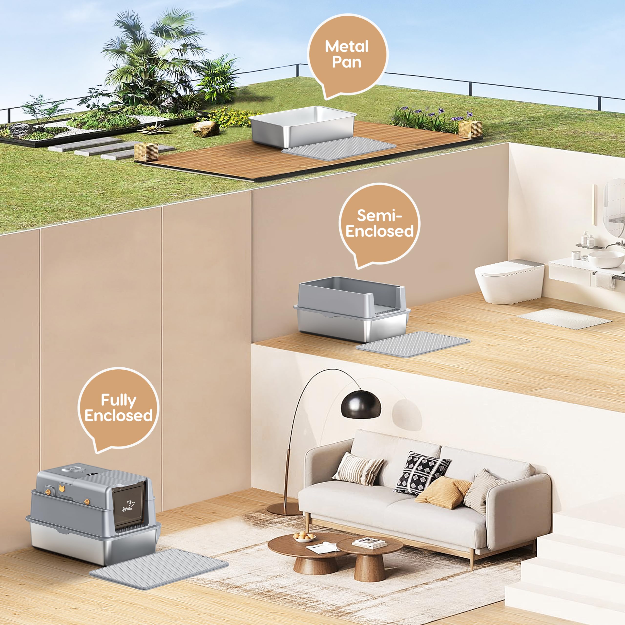 PalNests L7 Ultra, accessoires inclus pelle et tapis pour entretien facilité.