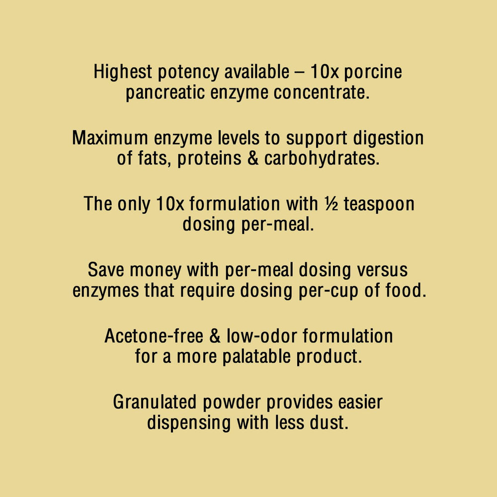 Pan-tenex enzymes digestives chiens — poudre fine facilitant l'absorption des nutriments au repas.