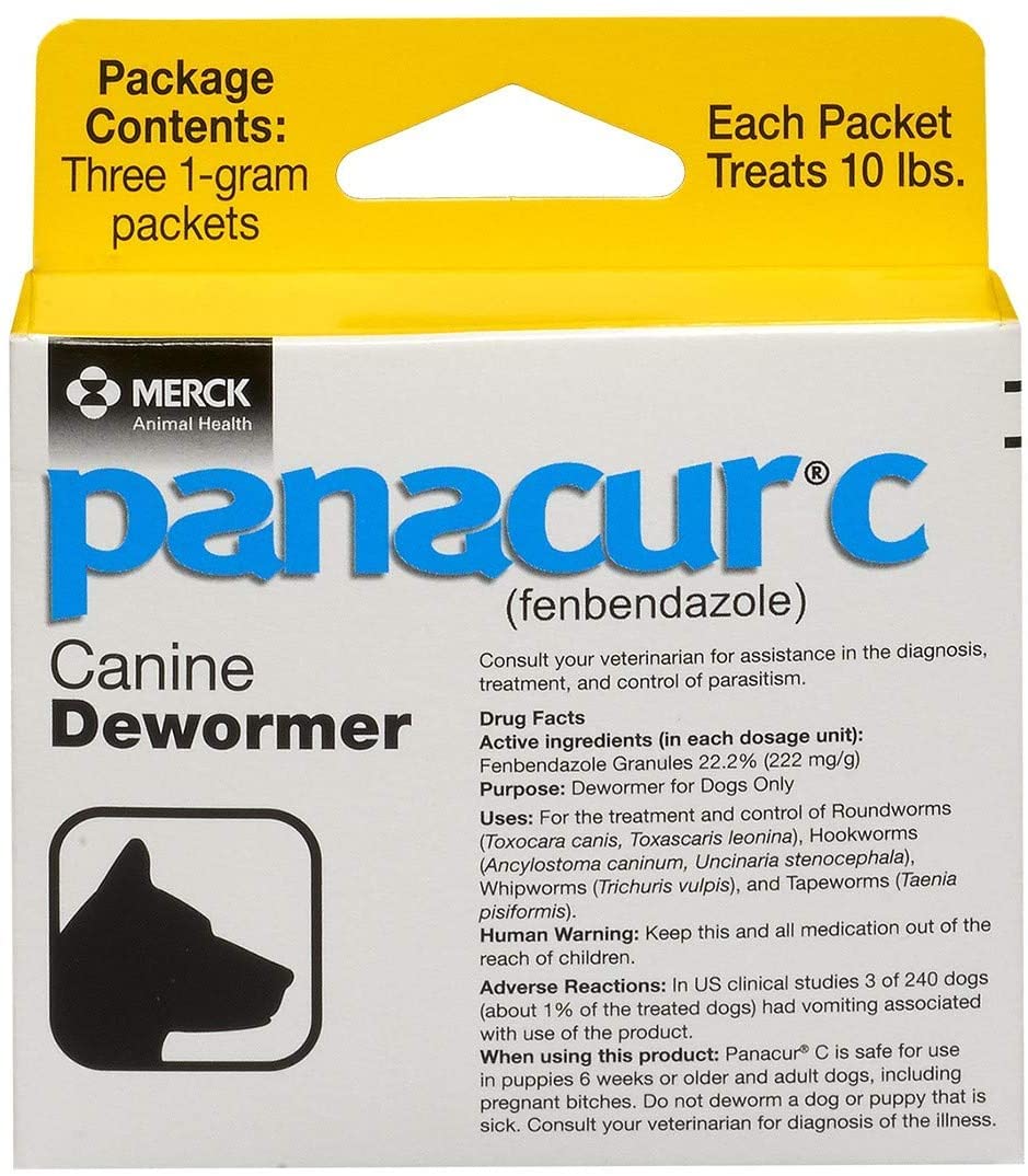 Boîte Panacur C et sachets, pratique pour l'administration chez le chien