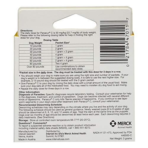 Panacur C – emballage de 3 sachets, pratique pour traitements répétés.