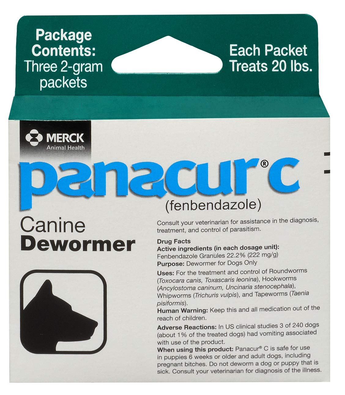 Panacur C paquet 2 g, dosage pratique pour chiens