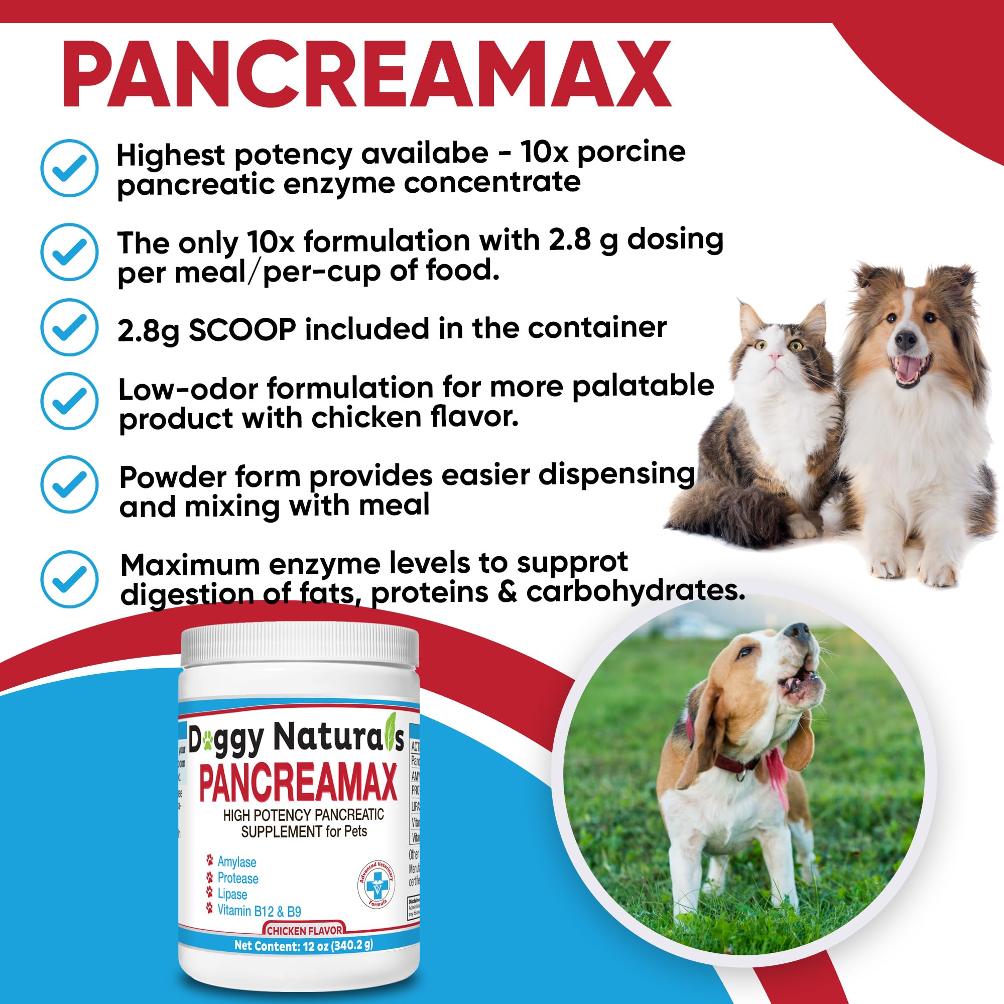 Pancreamax mélange avec nourriture humide, mélange simple sans dissolution complète nécessaire.