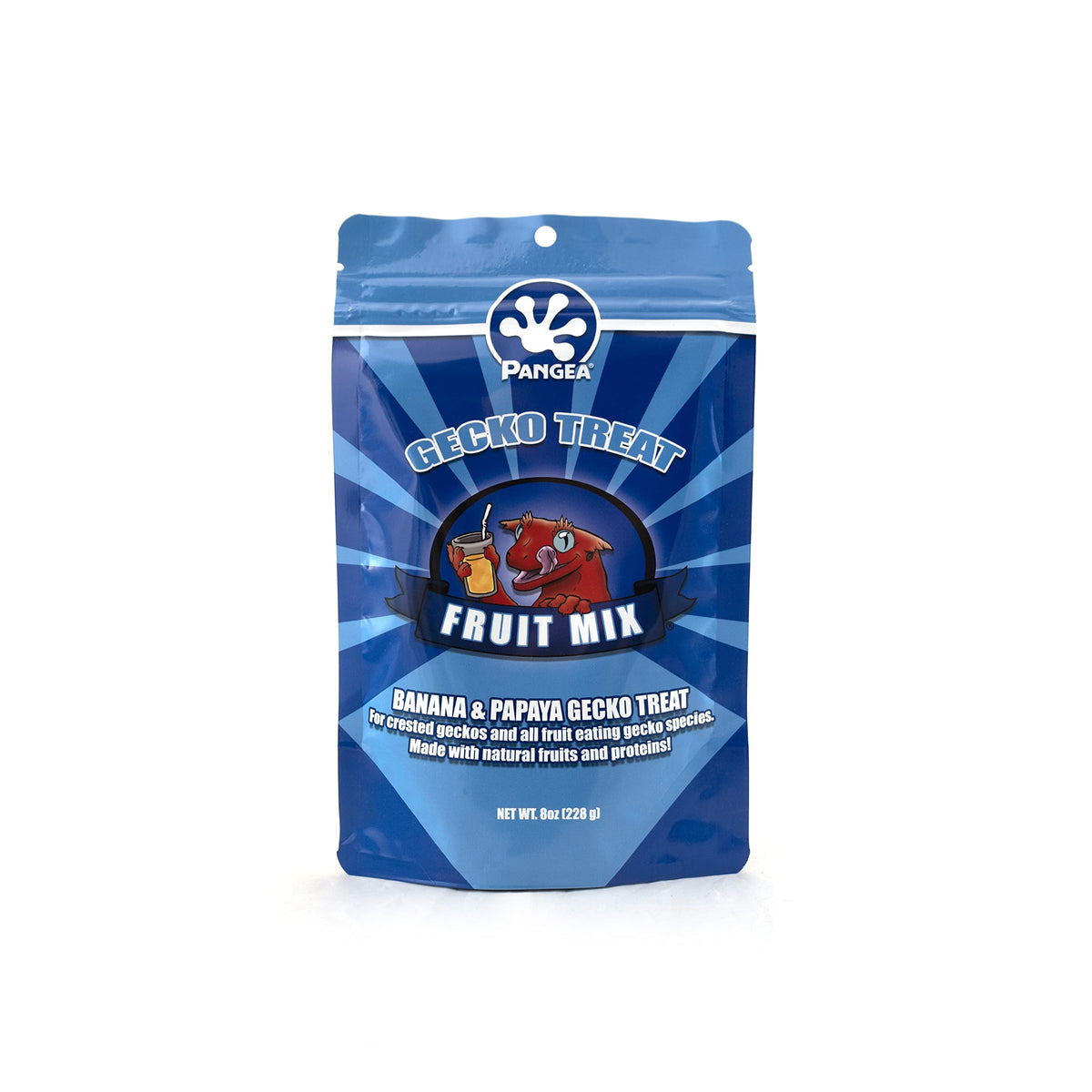 Friandise Pangea Fruit Mix gecko en bouteille, goût fruité idéal pour récompenser lors des manipulations.