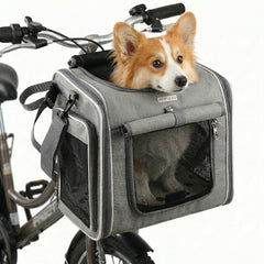 Panier vélo chien, avant pliable, pratique pour sorties quotidiennes avec votre compagnon.