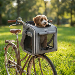 Panier vélo chien, quatre ouvertures, facilité le chargement et déchargement.
