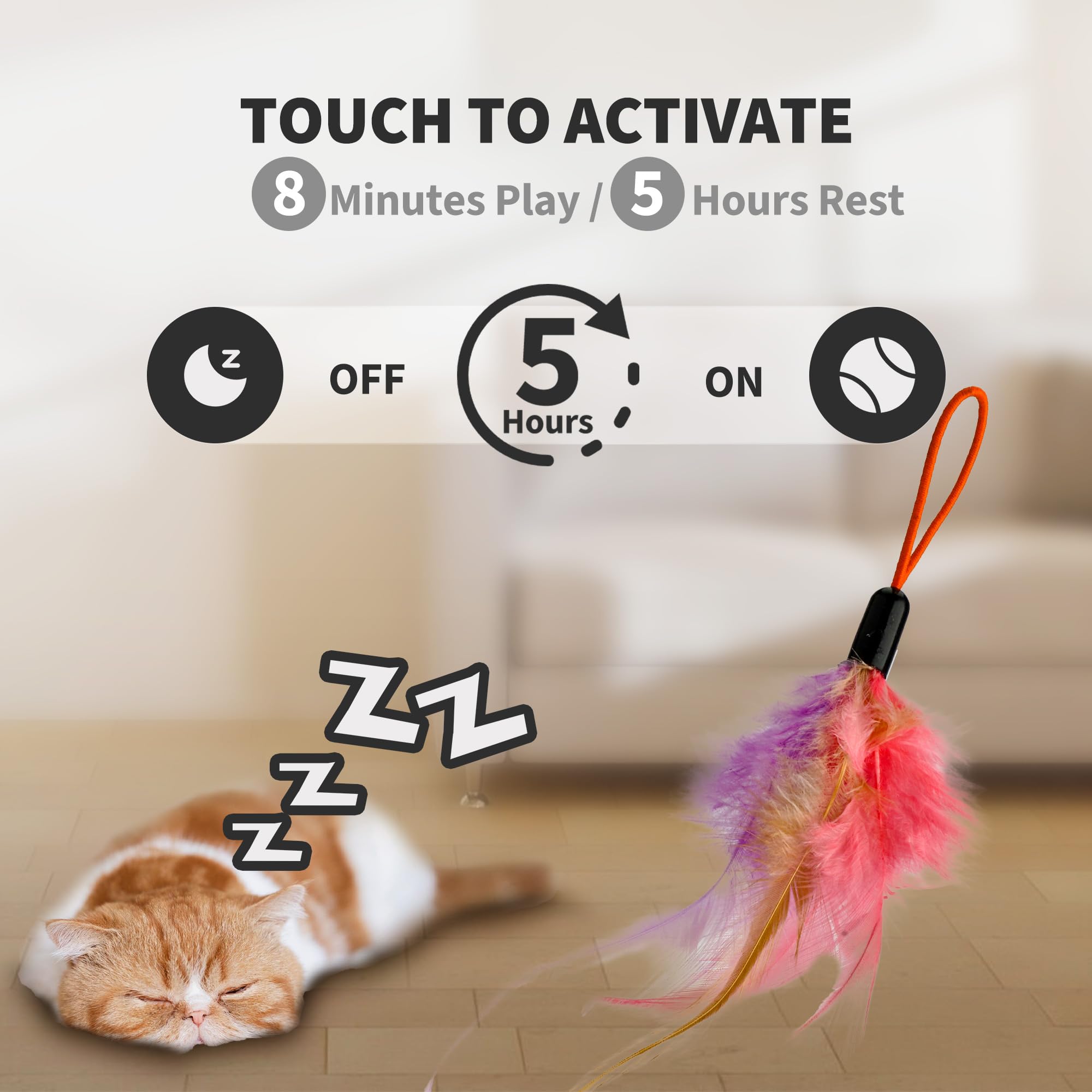 PANRIO jouet-chat autonomie silencieuse: fonctionnement discret pour la maison.