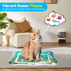 Poissons flottants sur tapis PANRIO stimulent le jeu et la curiosité du chat.