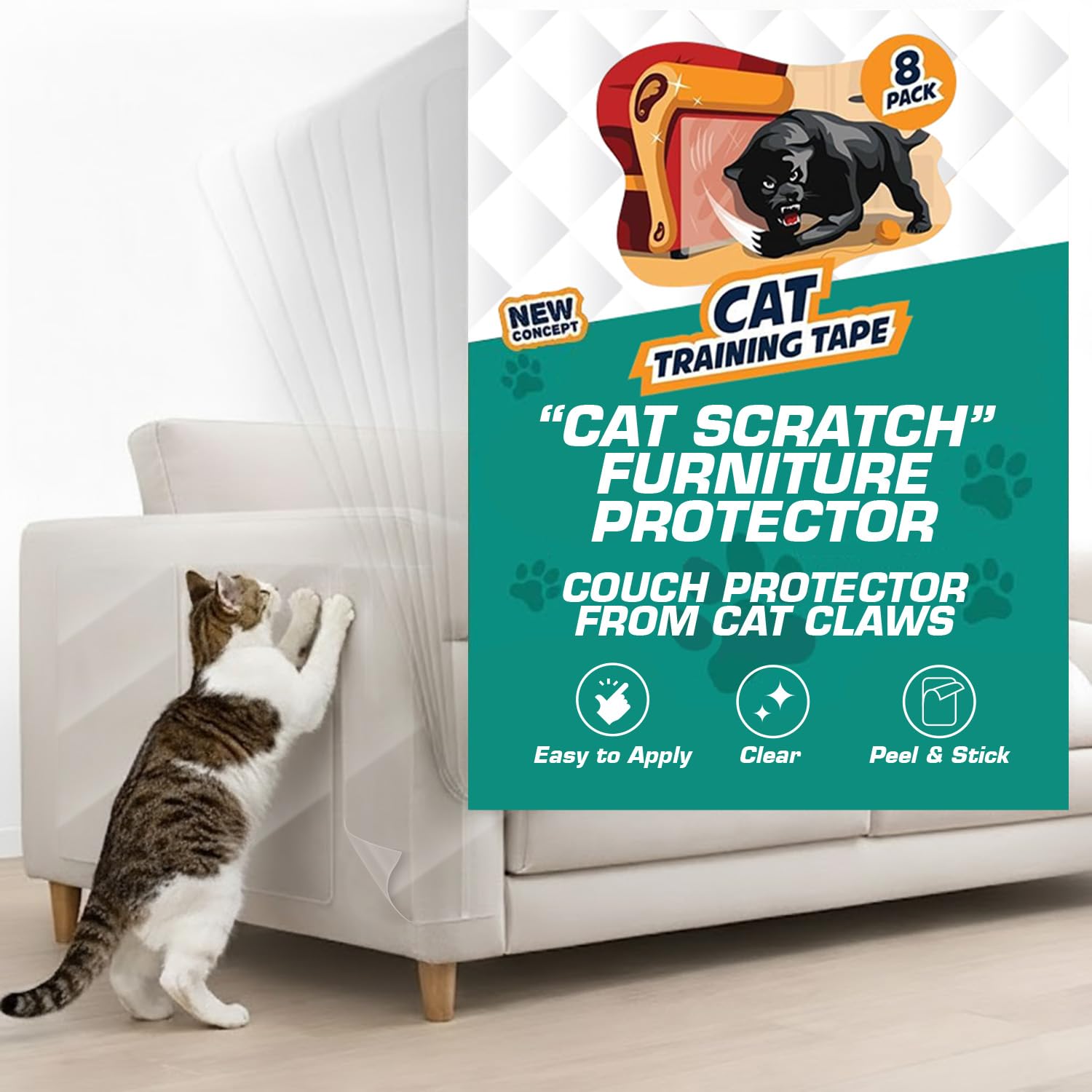 Panther Armor protections-meubles-double-face-xl: dissuasion des griffes et protection canapé.