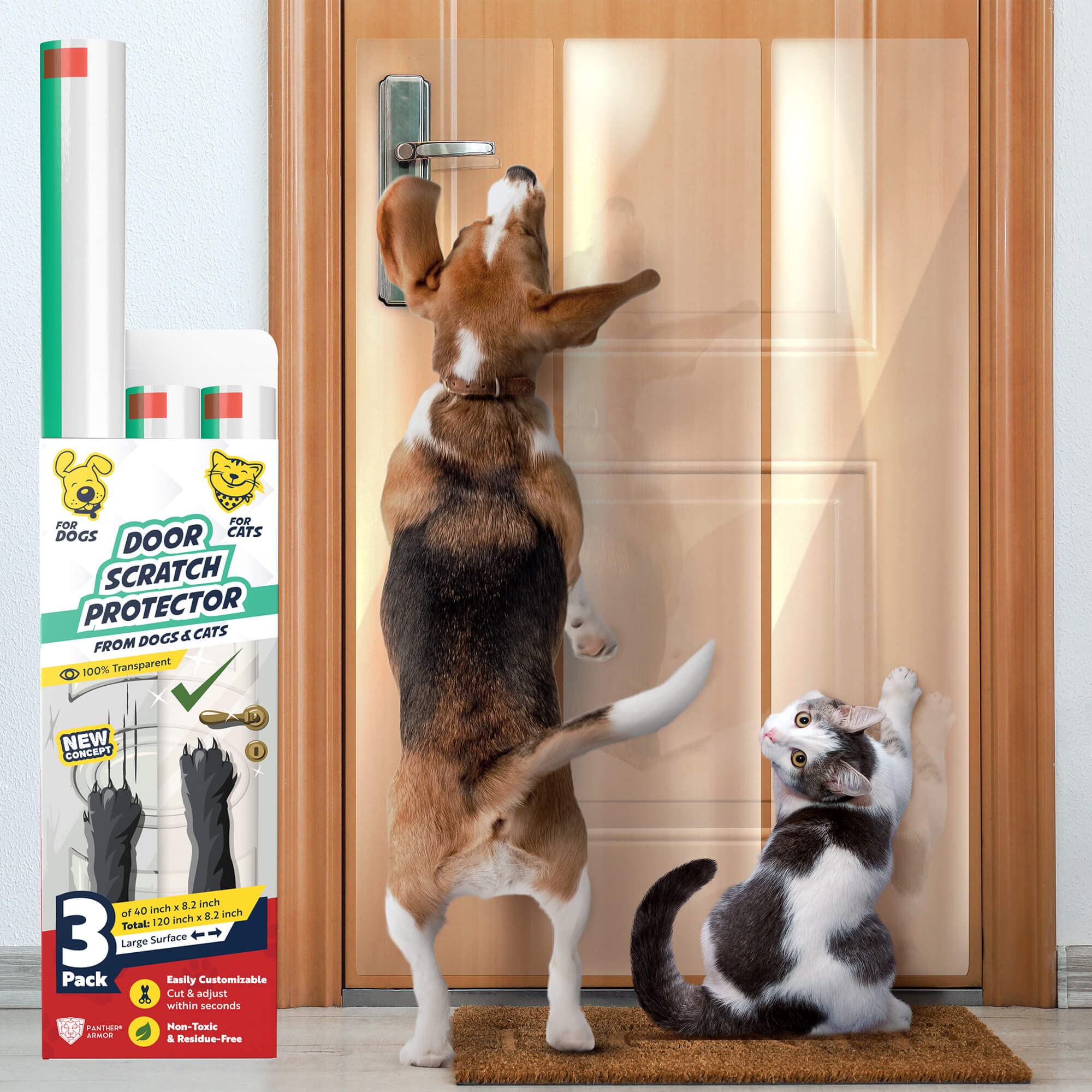 Panther Armor protège la porte des griffes du chien, rouleau transparent de 40 pouces