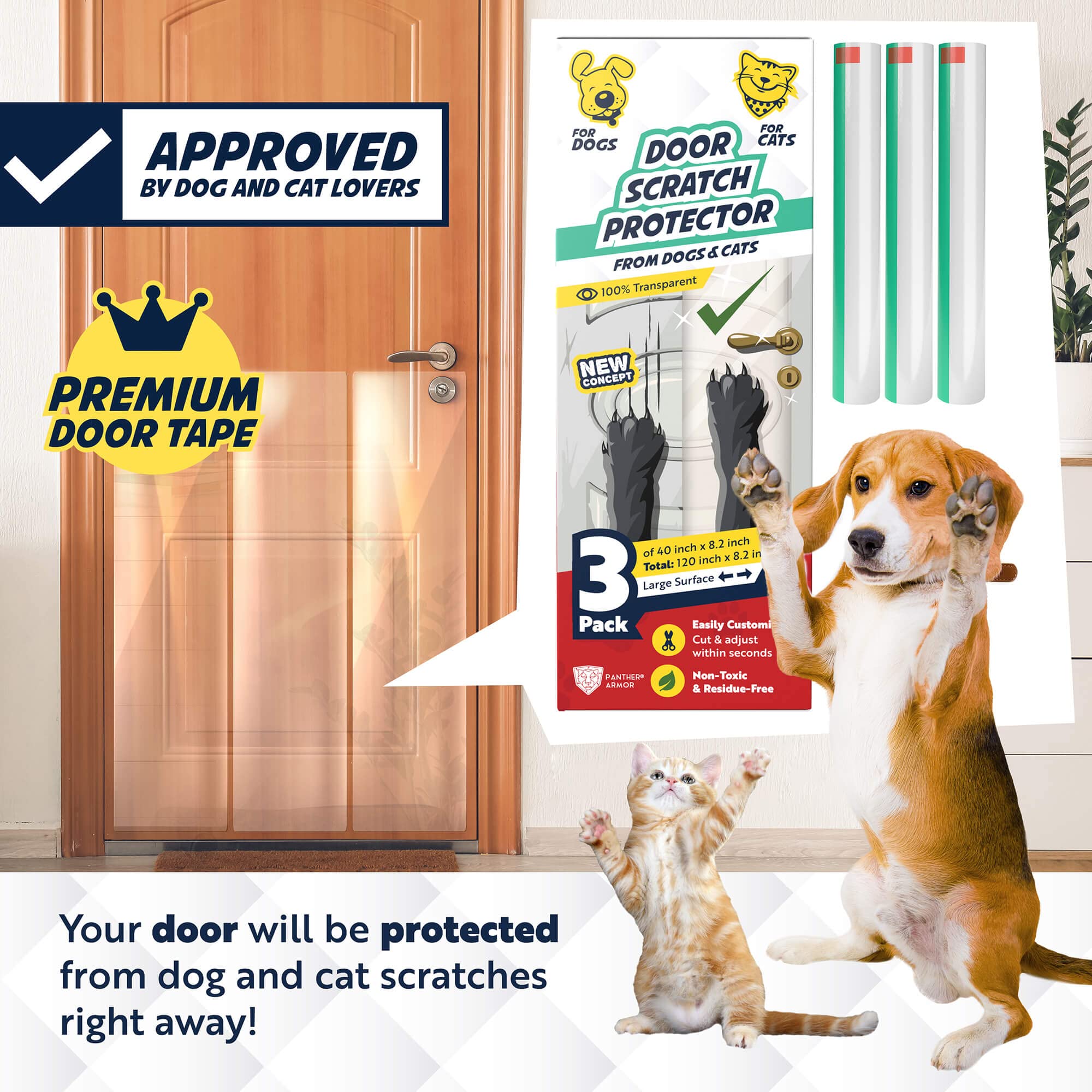 Protection en vinyle transparent Panther Armor sur porte et cadre