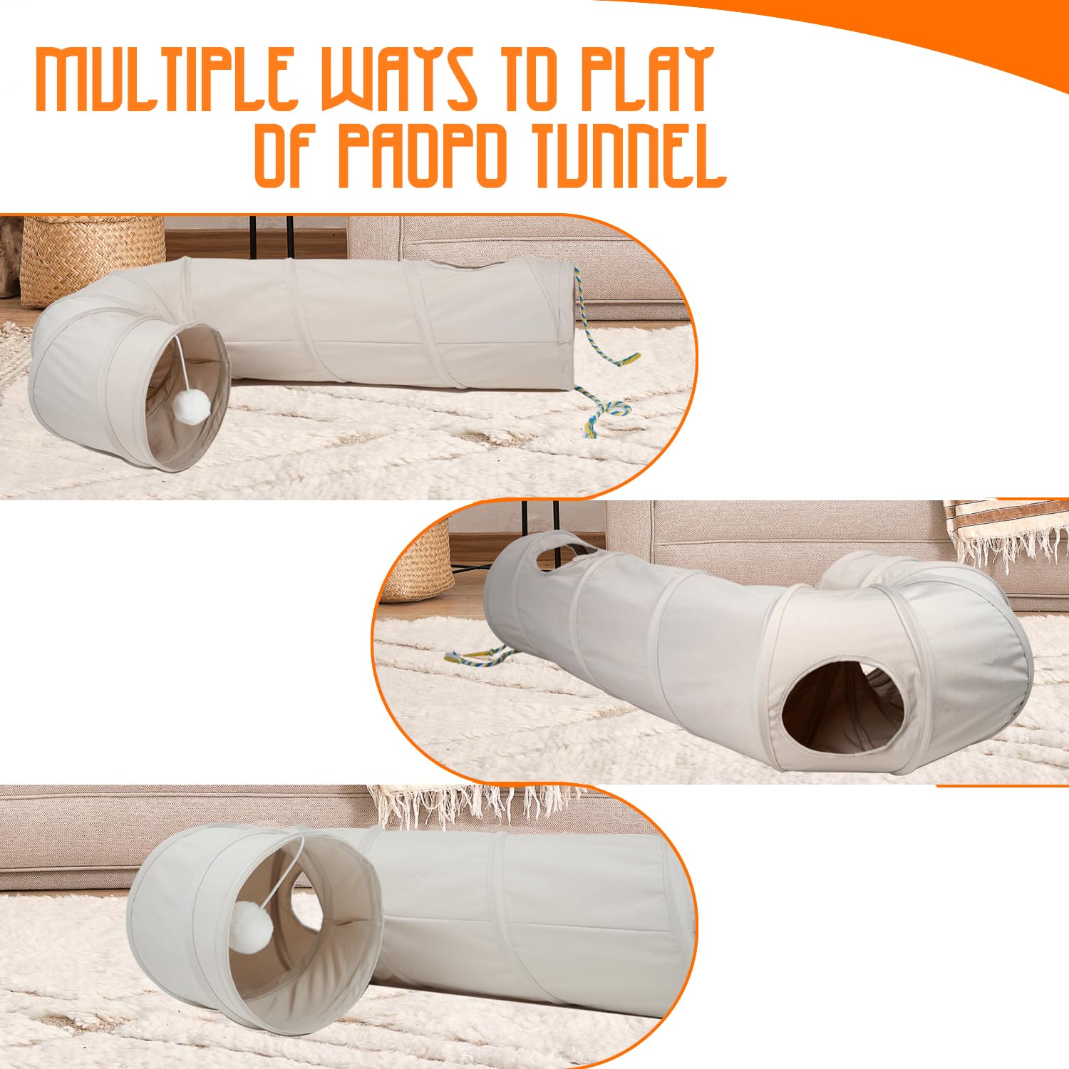 PAOPO Cat Tunnel corde et jeu pour stimulation mentale
