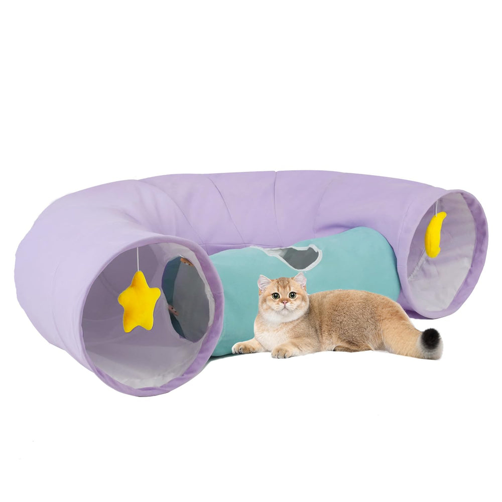 PAOPO Tunnel pour chats: grand intérieur spacieux pour jouer et se reposer.