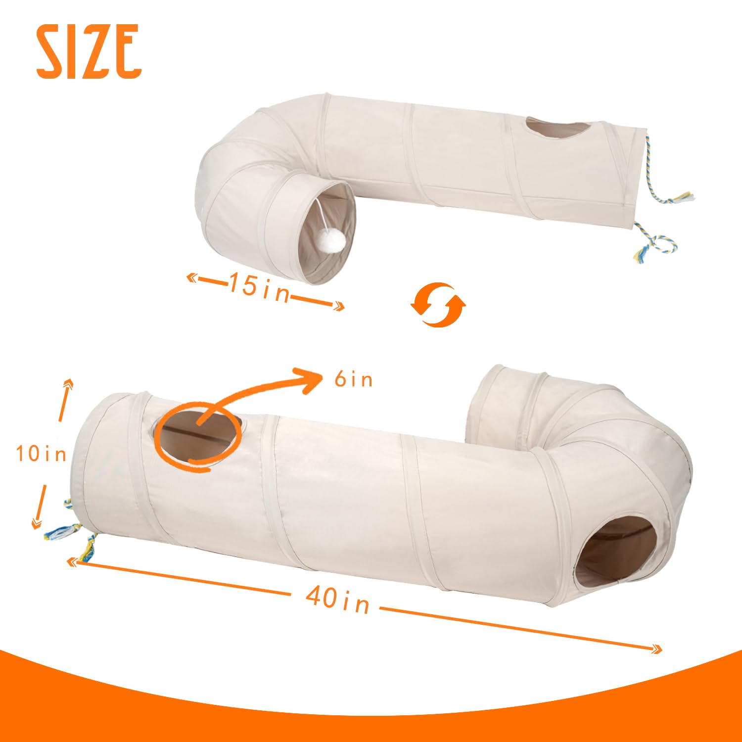 PAOPO Cat Tunnel structure durable et pliable pour rangement facile