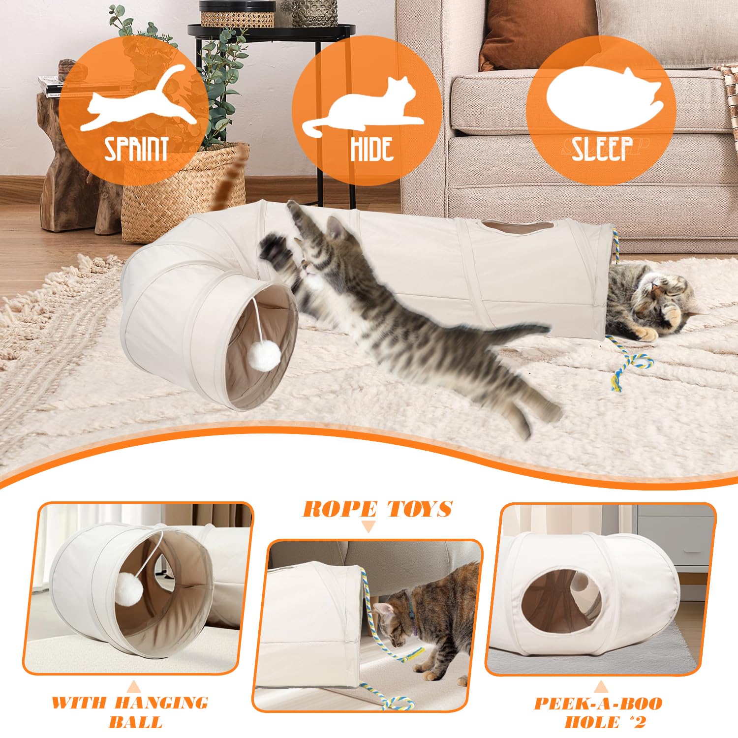 PAOPO Cat Tunnel trou interactif pour observer et jouer
