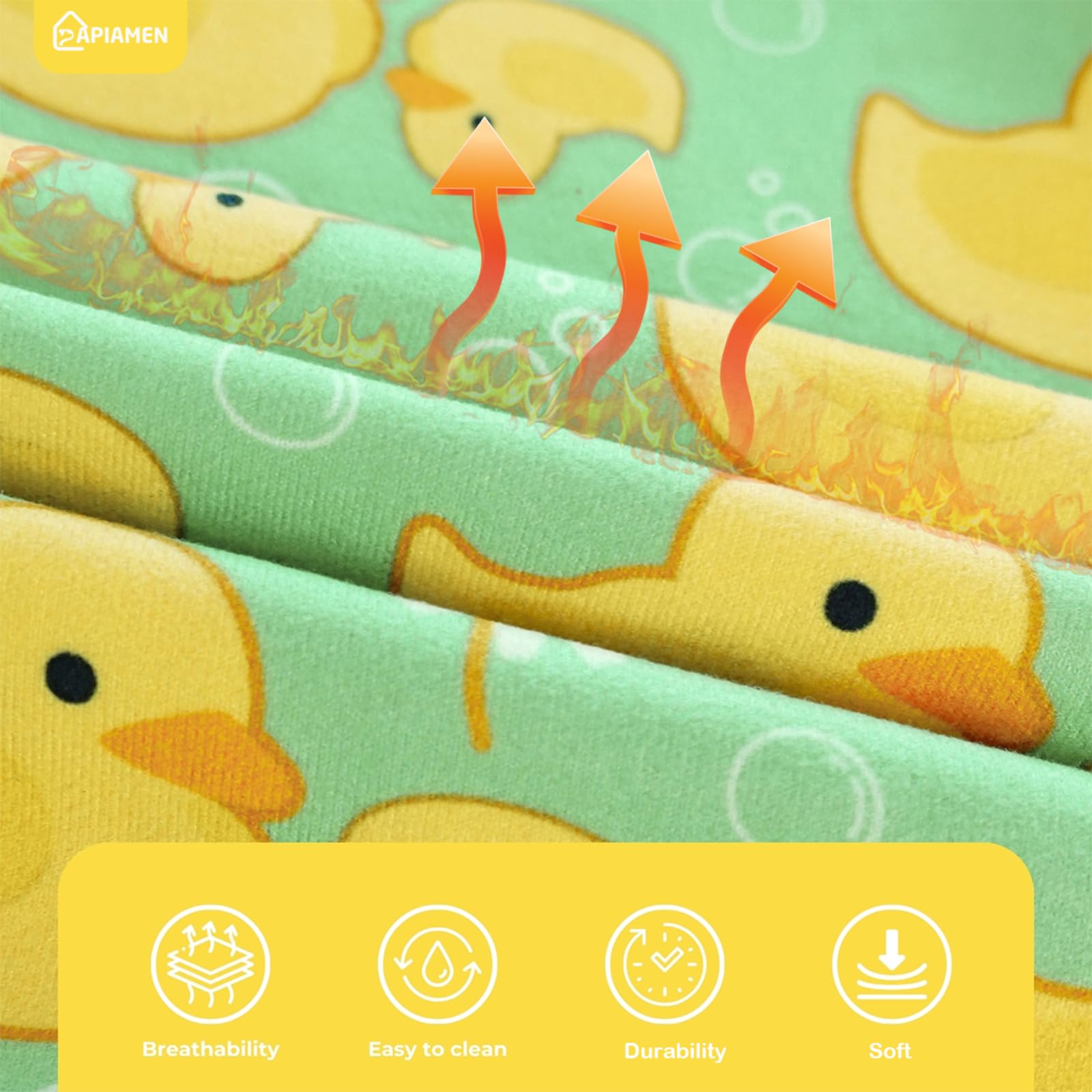 PAPIAMEN Pyjama chien canard jaune, guide des tailles précis.