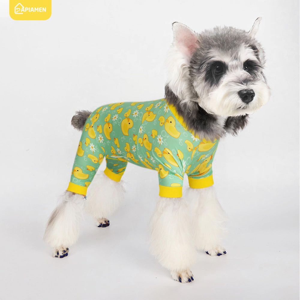 PAPIAMEN Pyjama chien canard jaune, idéal toute saison.