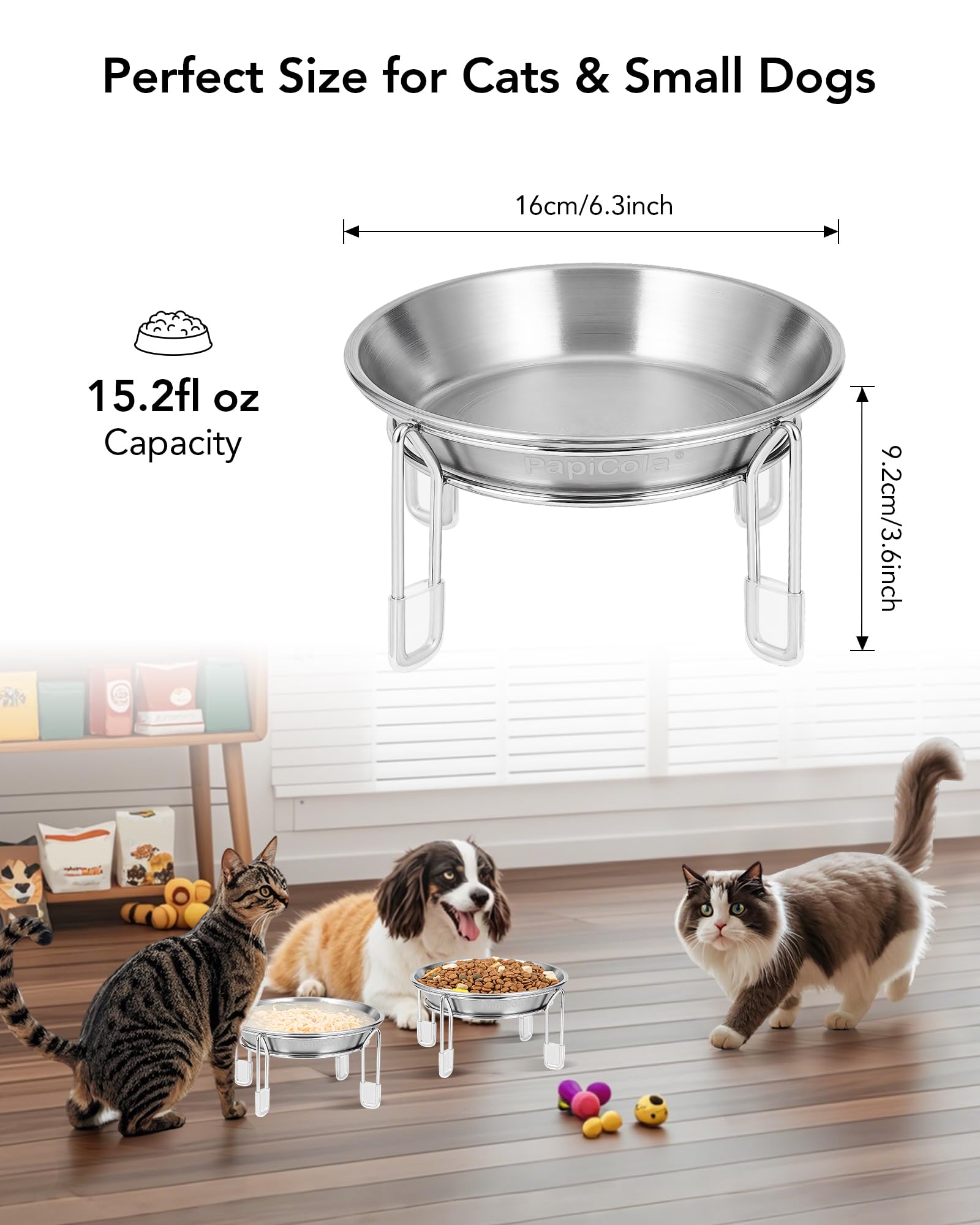 Bol chat anti-fatigue moustaches PapiCola pour un repas confortable.