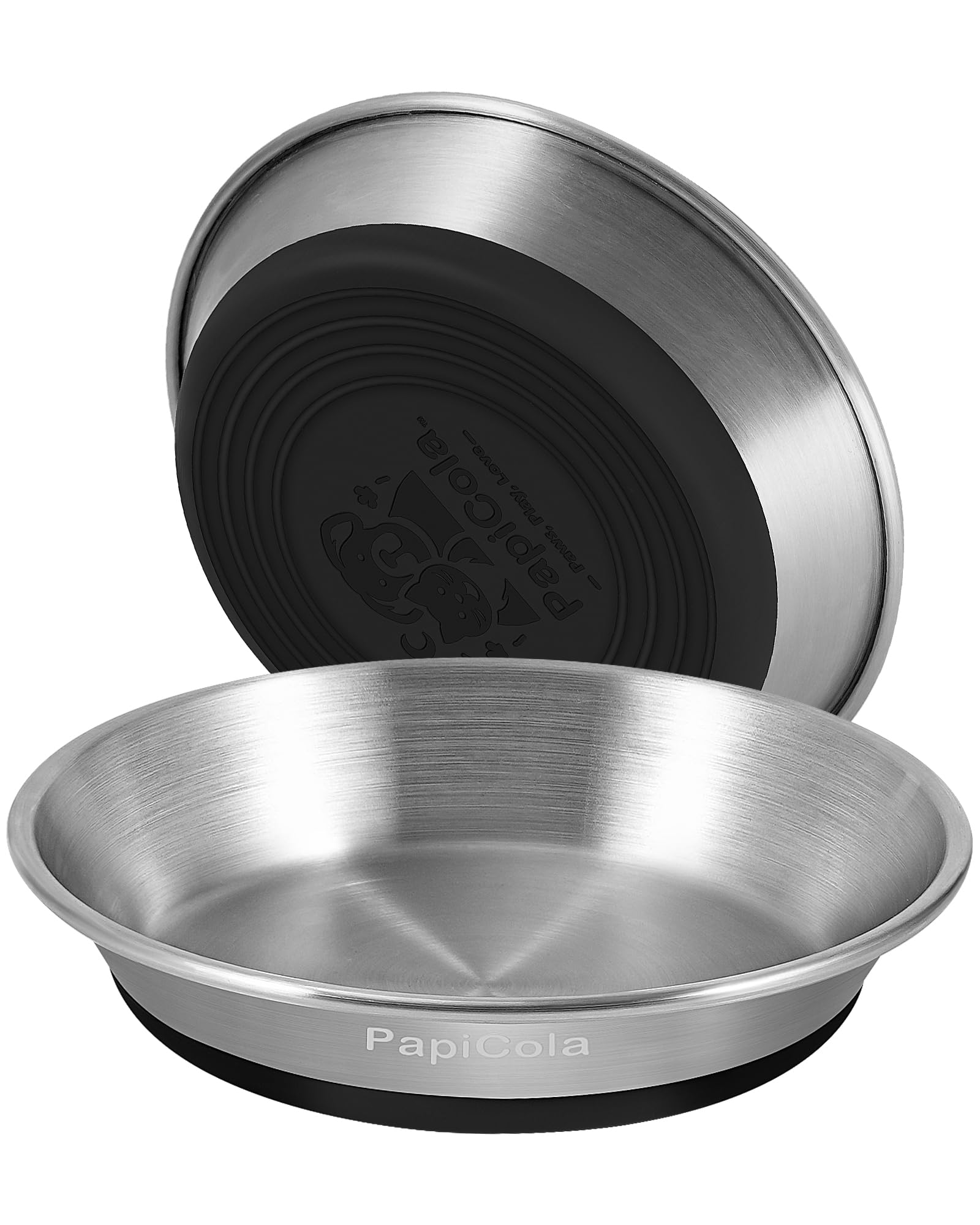 PapiCola: bols chats inox deux pieces, stabilite pendant le repas.