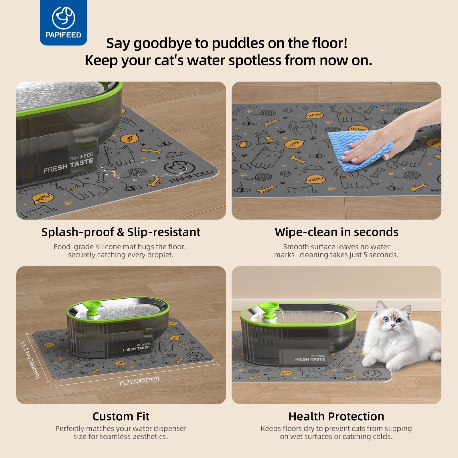 Design vert PAPIFEED, fontaine compacte et adaptée à votre espace.