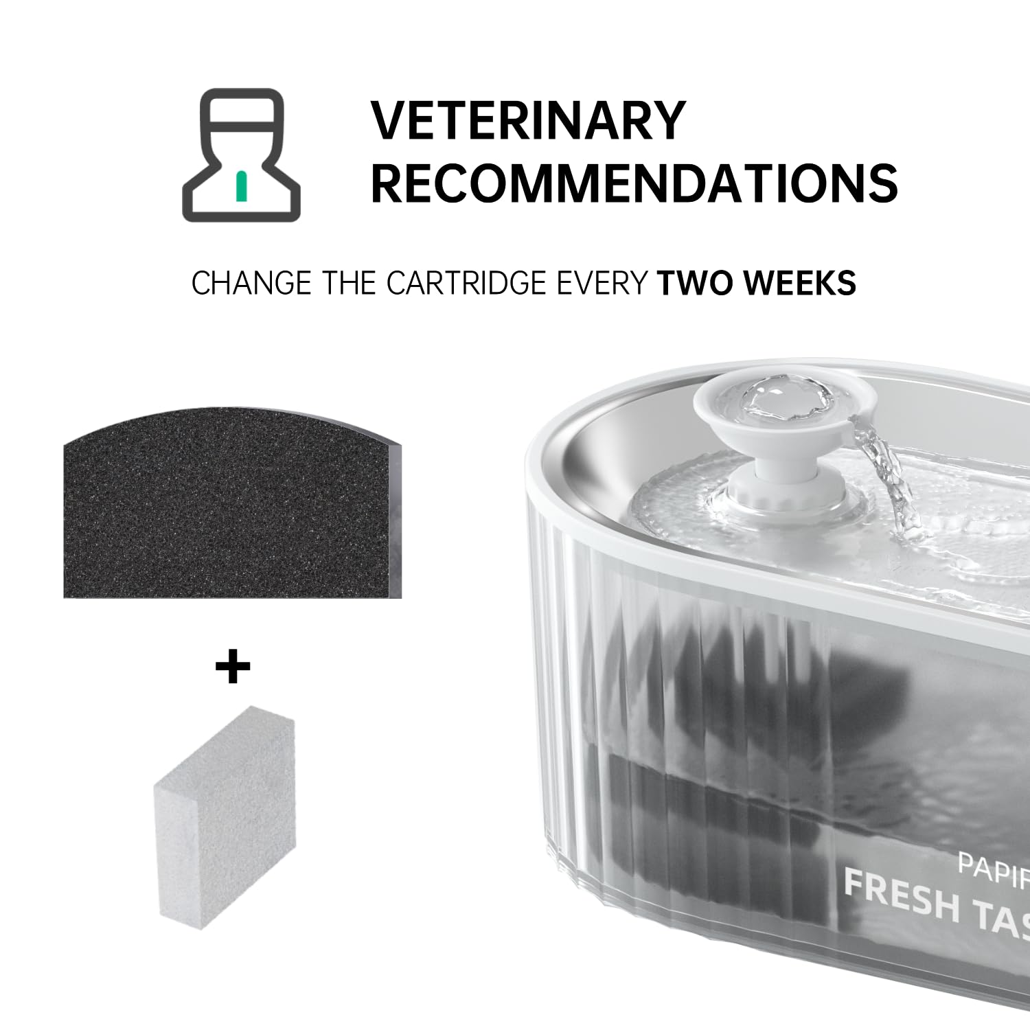 PAPIFEED fontaine chat domestique, eau disponible en continu.