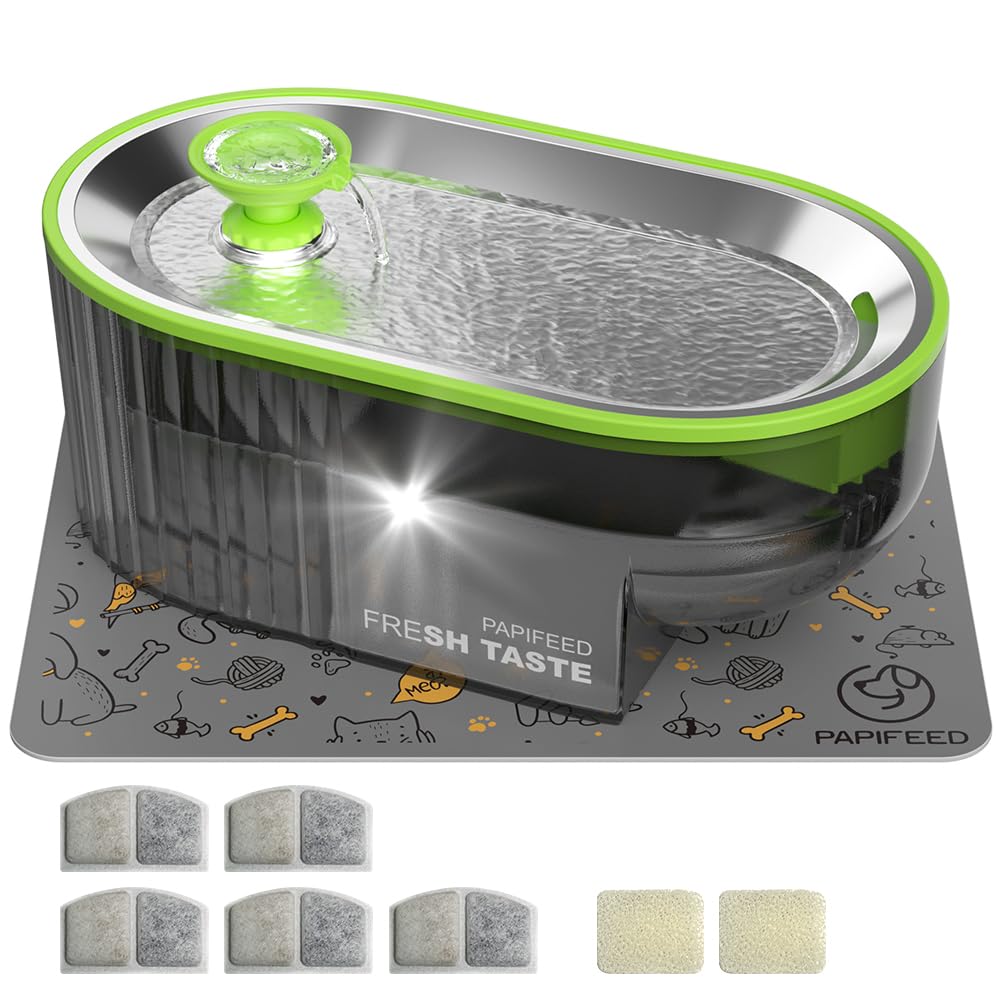 Fontaine PAPIFEED pour chat en inox, hydratation fiable et durable.