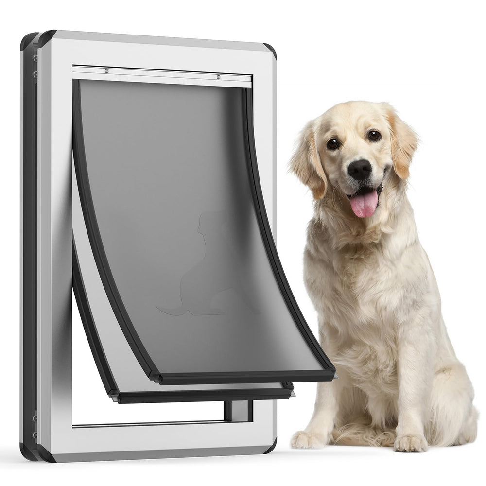 Parab House grande porte chien ext aluminium cadre, robuste et élégant pour porte extérieure