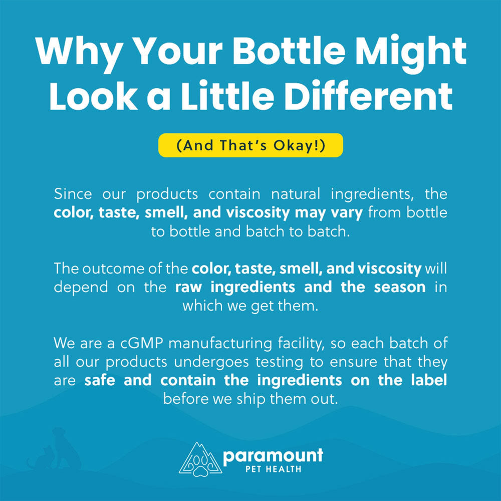 Paramount Pet Health dosage quotidien, utilisé avec eau ou nourriture.