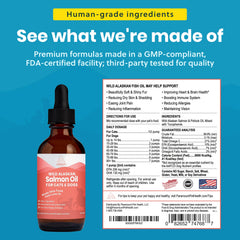 Gouttes Paramount Pet Health saumon Alaska dans pipette, facile à incorporer au repas.