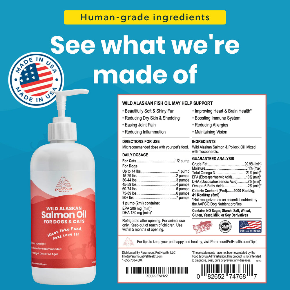 Paramount Pet Health huile saumon sauvage Alaska — goutte facile à administrer pour chiens