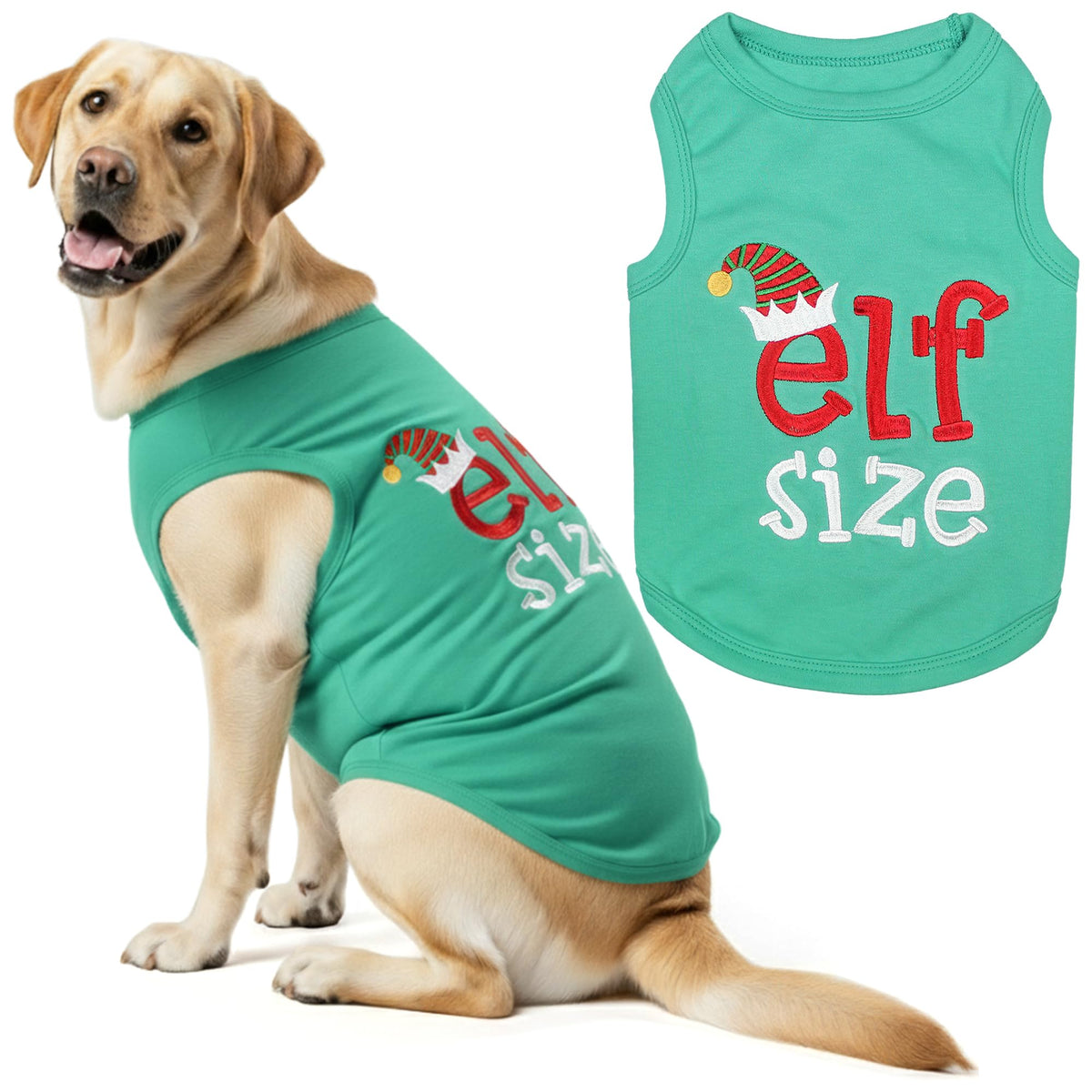 Chemise Parisian Pet pour chien avec broderie Taille-Elfe, esprit Noël.